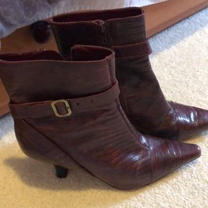 Antonio Melani Snake Skin Booties (maroon/burgundy